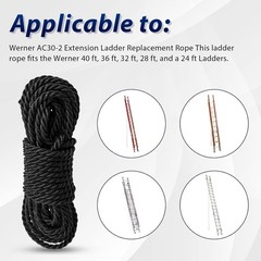 Extension Ladder Rope Replacement Compatible with Werner AC30-2 1 Pack, Black