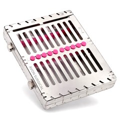 2 TURN BUTTON DENTAL AUTOCLAVE STERILIZATION CASSETTE BOX TRAY FOR 10 INSTRUMENT