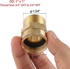 2 Pack Garden Hose Adapter,3/4″ NPT X 3/4″ GHT Connector with Dual Swivel, Br.