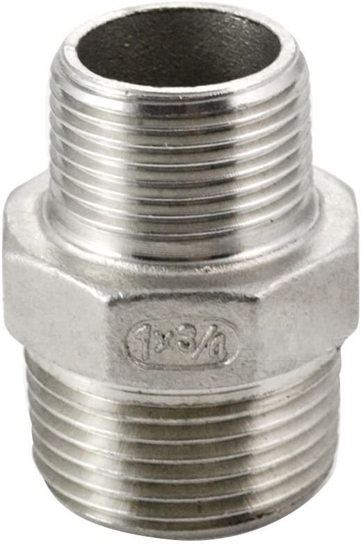 1″ to 3/4″ Inch male NPT Hex Nipple Pipe Fitting Reducer Reducing Adapter SS 304