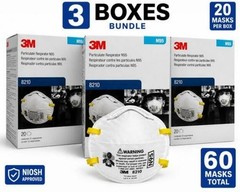 3M 8210 N95 Particulate Respirator Masks 3 Boxes 60 Total EXP 10/2025