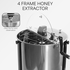 Four 4/8 Frame Stainless Steel Bee Honey Extractor SS Honeycomb Drum BEE-V004B