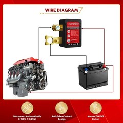 12V 24V 250A Black Remote Battery Disconnect Switch Remote Kill Switch for Car,