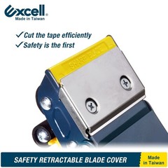 Excell Handheld Safety Tape Dispenser for 2″ Tape 3″ Core, Heavy Duty w/ 2 Rolls