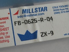 MILLSTAR FB-0625-R-04, Gr ZX-9, (pkg/10) 5/8 Carbide Milling Inserts