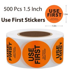 500 Pcs 1.5 Inch Use First Stickers – Dot Pharmacy Labels inch, Orange