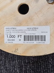 IEWC 1000′ 12 AWG, UL 1015 Lead Wire, 65 Strand, 105C, 600V, Tinned copper, PVC