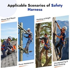 Safety Harness Fall Protection Kit, Full Body Roofing Harness with Lanyard