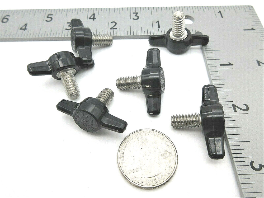 1/4″ X 3/4″ Thumb Screws Tee Wing Bolt HD Delrin Head SS thread 4 per package