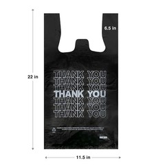Black Thank You T-Shirt Bags 1000 Count Heavy Duty Grocery Retail Shopping Bags