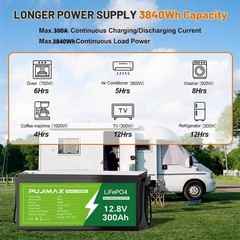 12V 300AH LiFePO4 Lithium Battery 15000+ Deep Cycle BMS for Solar RV Off-grid