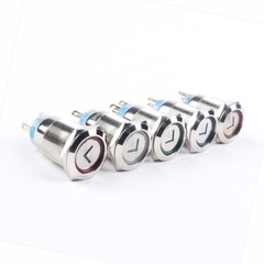 19mm Arrow L Type Momentary Push Button LED Latching Car Waterproof Illuminated