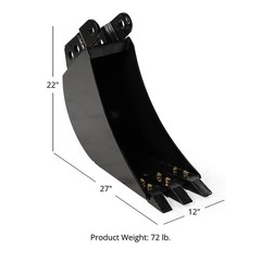 Titan Attachments 12″ Front Hoe & Backhoe Bucket, Carbon Steel Teeth