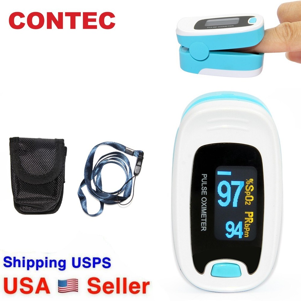 BLUE CMS50N OLED Fingertip Pulse Oximeter, Spo2 Monitor,Carry Case,Lanyard