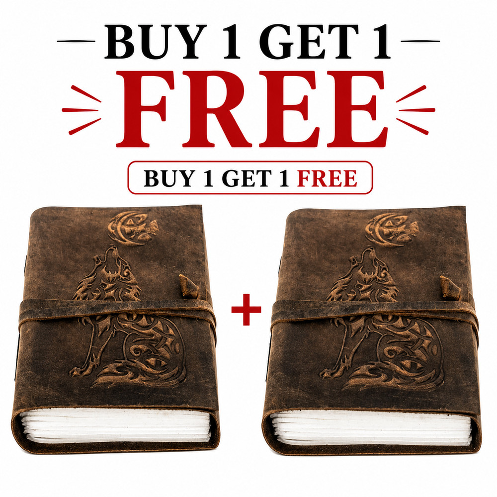Wolf Leather Journal Lined Pages 5×7 Handmade Diary 200 Pages B1G1 Free