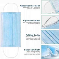 50/100 Pcs Blue Disposable Face Cover 3-Ply Filter Breathable Earloop Masks