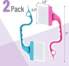 Window Track Cleaning Brush with Ergonomic Handle and Built-in Scraper, 2-Pack,