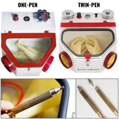 Compact Twin Pen Sandblaster 2 Tank Style Modern Metal Structure LED Integrated
