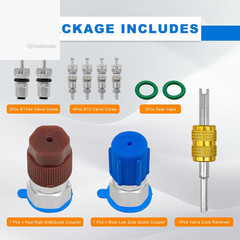 R12 to R134A Conversion Kit, AC Retrofit Fitting Adapter Kit,R12 R22 to R134A Hi