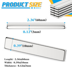 14 Pack Neodymium Bar Magnets 60x10x3mm Strong Rare Earth Magnets Heavy Duty