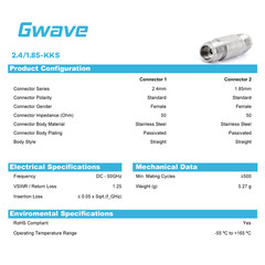 2.4mm Female to 1.85mm Female Adapter, DC – 50GHz