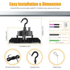 6 PACK 150W 22500LM UFO Led High Bay Light Industrial Warehouse Shop GYM Lights