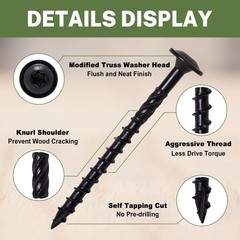 3 Inch, Structural Wood Screw #14 x 3, 50-PCS Heavy Duty Construction