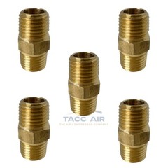 5 Pack Brass Pipe Hex Nipple Fitting 1/4″ MNPT x 1/4″ NPT Male Adapter