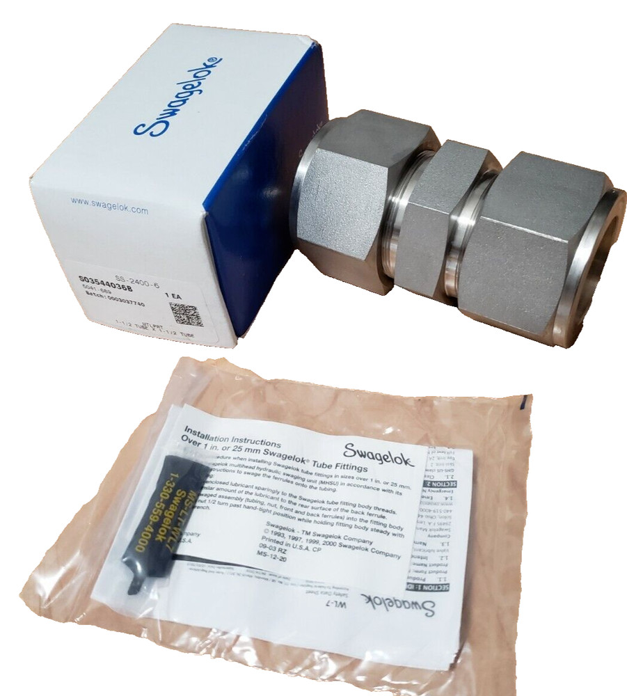 (QTY:1) SWAGELOK SS-2400-6 / SS24006 Stainless Steel Tube OD 1-1/2” (Brand New)