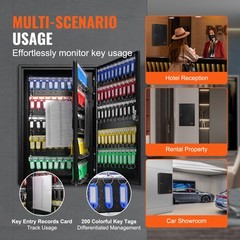 VEVOR 200-Key Cabinet Key Lock Box with Adjustable Racks & Colorful Key Tags
