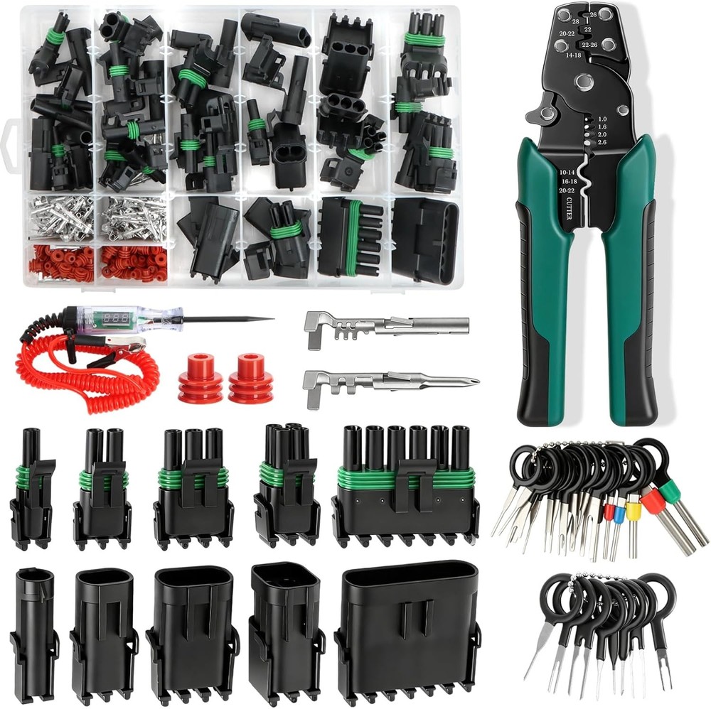 401PCS 25 Sets Weather Pack Connectors Kit, 1 2 3 4 6Pin Automotive