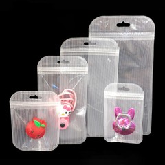 Multi-Size Front Clear Back Color Glossy Flat Mylar Zip Lock Bag w/ Hang Hole