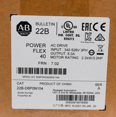 1PC NEW AB 22B-D6P0N104 PowerFlex 40 2.2KW/3.0HP AC Drive 22BD6P0N104 PLC 1PC US