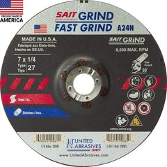 United Abrasives-SAIT 20081 A24N Fast Grinding Wheel 7″ x 1/4″ x 7/8″ Type 27, 2