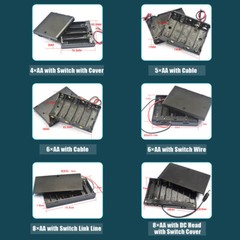 Batteries Box Case Storage With Wire Switch 1 ~ 8 x AA/AAA/18650 Battery Holder