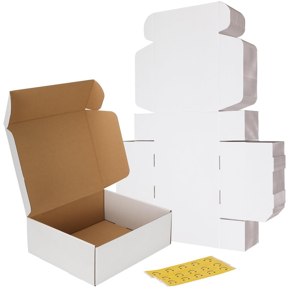 12x10x4 Shipping Boxes Set of 15, White Corrugated Cardboard Mailer Box for P…