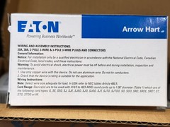 Eaton AHCL630P 30A 250V Blue Black Twist Lock Plug L6-30P Ultra Grip Industrial