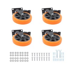 4 Pcs With Locking Brake Heavy Duty 6″ Swivel Caster Wheels No Noise Orange