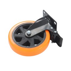 4 Pcs Orange With Locking Brake 6″ Heavy Duty Swivel Caster Wheels No Noise