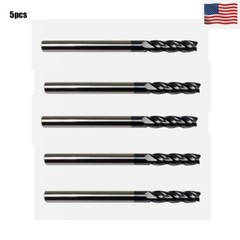 New 5 PCS – 1/8″ 4 FLUTE CARBIDE END MILL – TiALN COATED USA