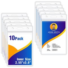 10Pack Vertical ID Badge Holder – Extra Thick Clear Vertical, 10 Packs
