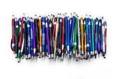100 Misprint Stylus Tip Click Pens JAVALINA HUB PEN LOT Mixed Colors