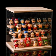 4-Tier Wood+Acrylic Display Case Stable Dustproof Box Ornament Display Shelf New