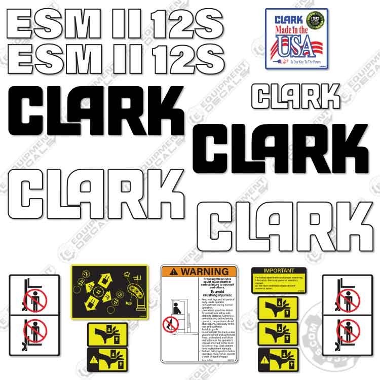 Fits Clark ESMII-12S Decal Kit Forklift – 7 YEAR OUTDOOR 3M VINYL!