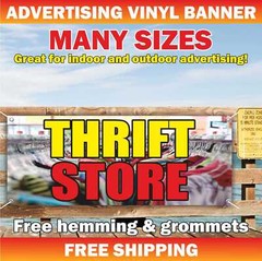THIFT STORE Advertising Banner Vinyl Mesh Sign Resale Shop Clothes Furniture