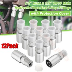 12pcs 1/2″ NPTF Hydraulic Hose End Fittings, 1/2″ I.D. Hose x 1/2″ NPTF Male A++