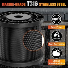 Black Stainless Steel Cable for Railing – 500FT 1/8″ T316 Wire Rope for Deck …