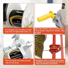 3:1 Geared Electric Fencing Reel Electric Fence Wire Reel with Auxiliary Wind…