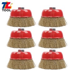 6 Pack Wire Cup Brush 4″ Coarse Crimped Cup Brush for Grinders with 5/8″ Arbor