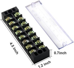 1-10 Sets 8 Positions Dual Row 600V 25A Screw Terminal Strip Blocks with Cover